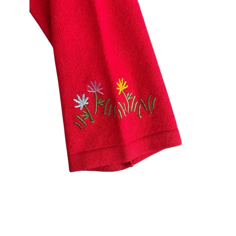 Vintage Northern Isles‎ Cardigan Sweater Red Embroidered Cats Whimsy Large